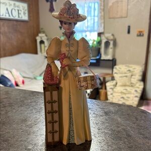 Avon Victorian Lady Figurine with Pink and Cream Accents